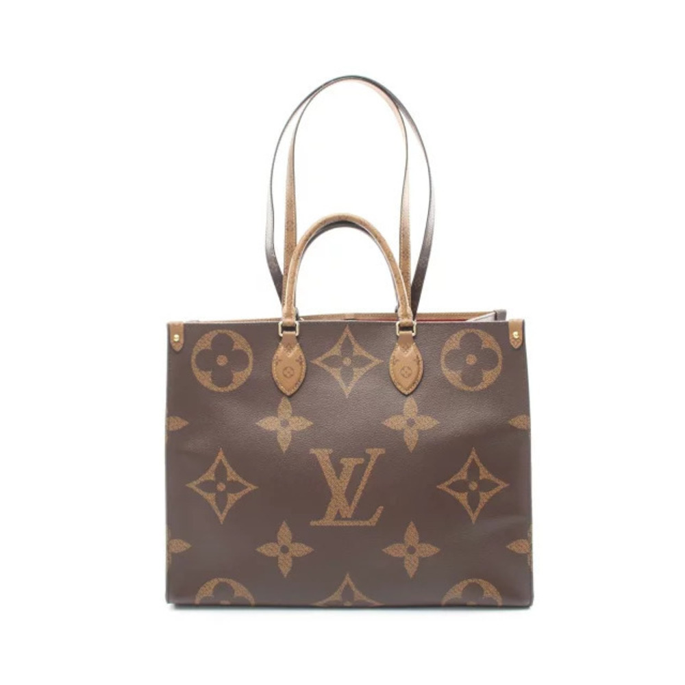 Louis Vuitton On The Go Tote Bag Canvas Monogram Giant Reverse Brown Beige Cream